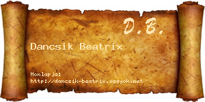 Dancsik Beatrix névjegykártya